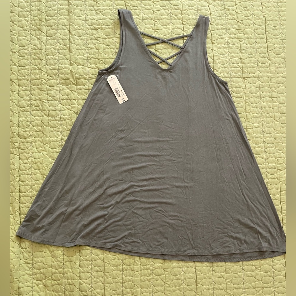 Arizona Jean Co Moor Green sleeveless crisscross top, flair bottom Size Lg denim